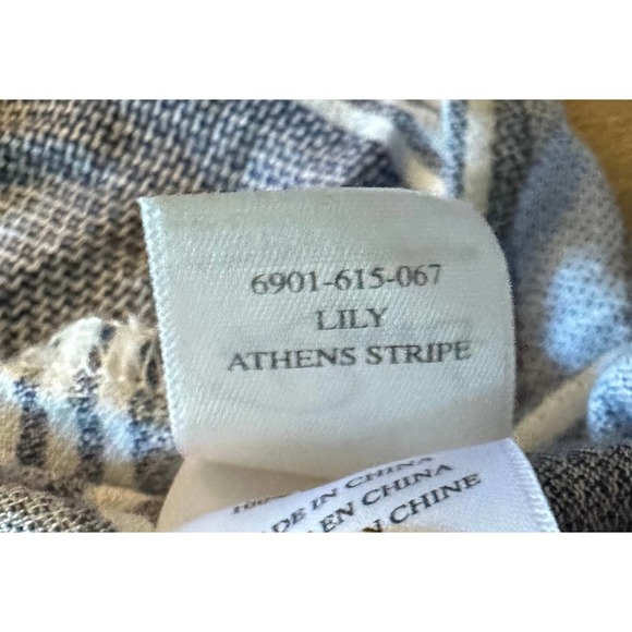 Women M Rails Lily Athens Stripe Blouse Top Shirt Long Slv Blue Rayon Lace-Up - Picture 4 of 5